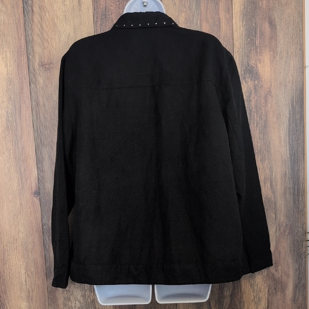 Cathy Daniels Black Zip-Up Studded Blazer Jacket Shirt XL - Picture 5 of 6